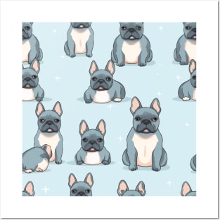 Cute cartoon French bulldog pattern 02 Posters and Art